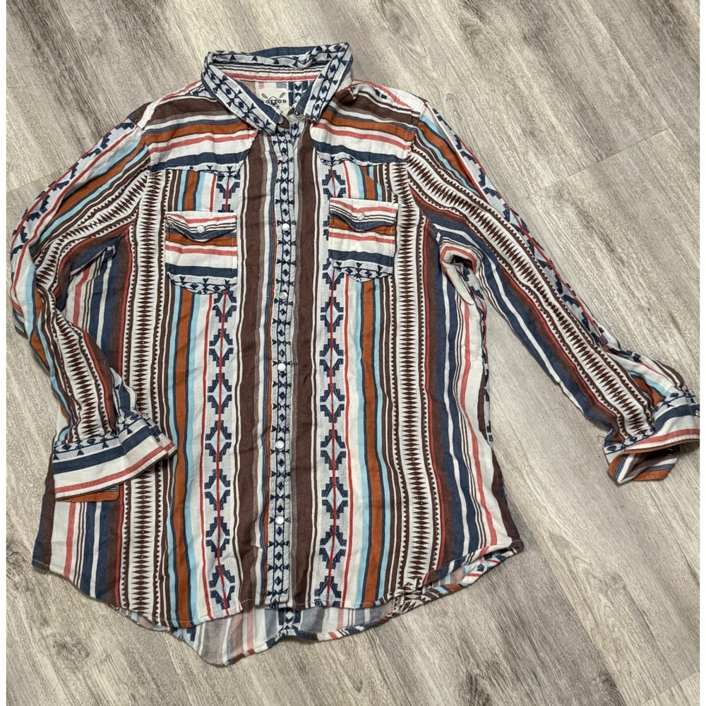 Cotton‎ Rye Outfitters Aztec Southwestern Stripe Long Sleeve Button Up Shirt XL